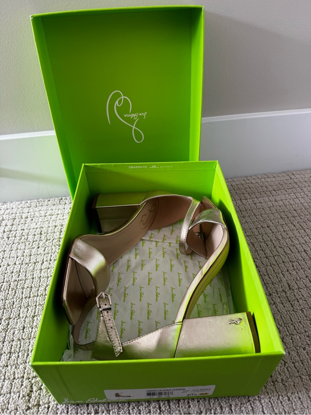 Sam Edelman Metallic Gold Block Heel Sandals